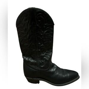 ACME VTG Black Embossed Leather Heeled Boots